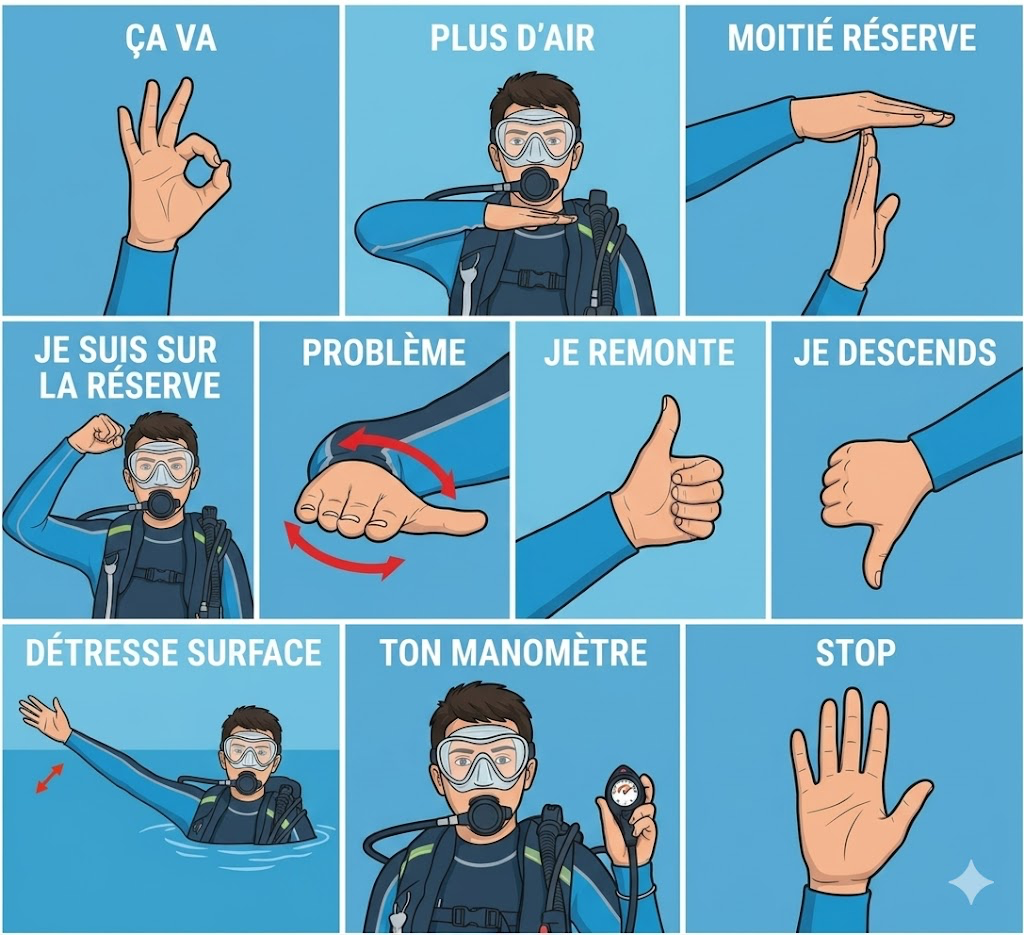 signes communication plongée